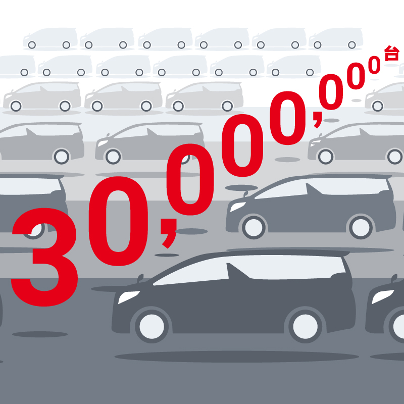 国内自動車生産が累計3,000万台を突破しています